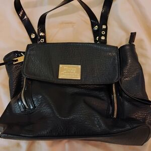Juicy Couture Black Leather Shoulder Bag with Gold Accents